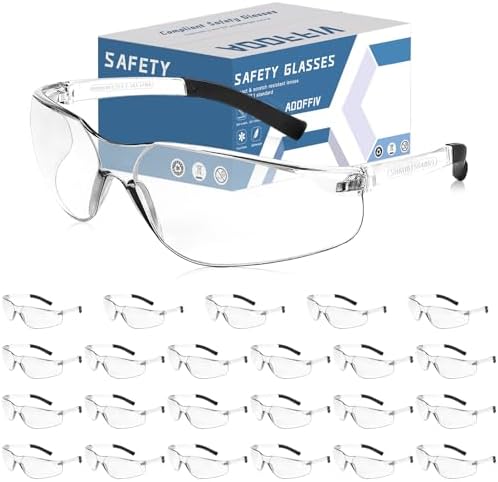 24 Pack ANSI Z87 Safety Glasses Clear Lens Protective Eyewear