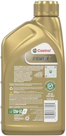 Castrol Power1 4T 10W-50 Full Synthetic Motorcycle Oil, 1 Quart, Pack of 6