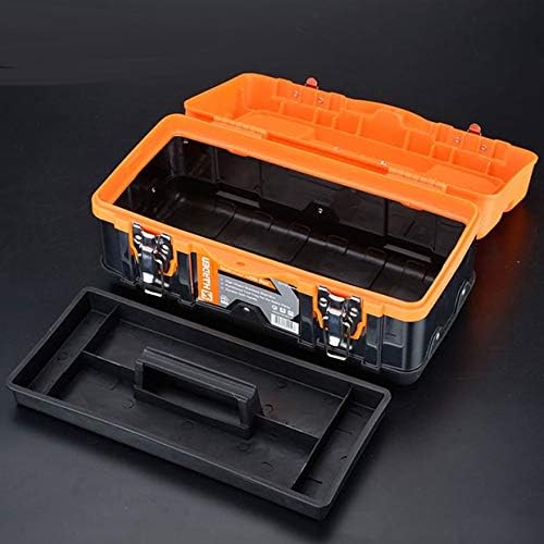 Edward Tool Stainless Steel Tool Box 16” - Small Metal Organizer Box with Removable Storage Tray - Ergo Handle - Secure Steel Latch - Quick Access Lid Compartments