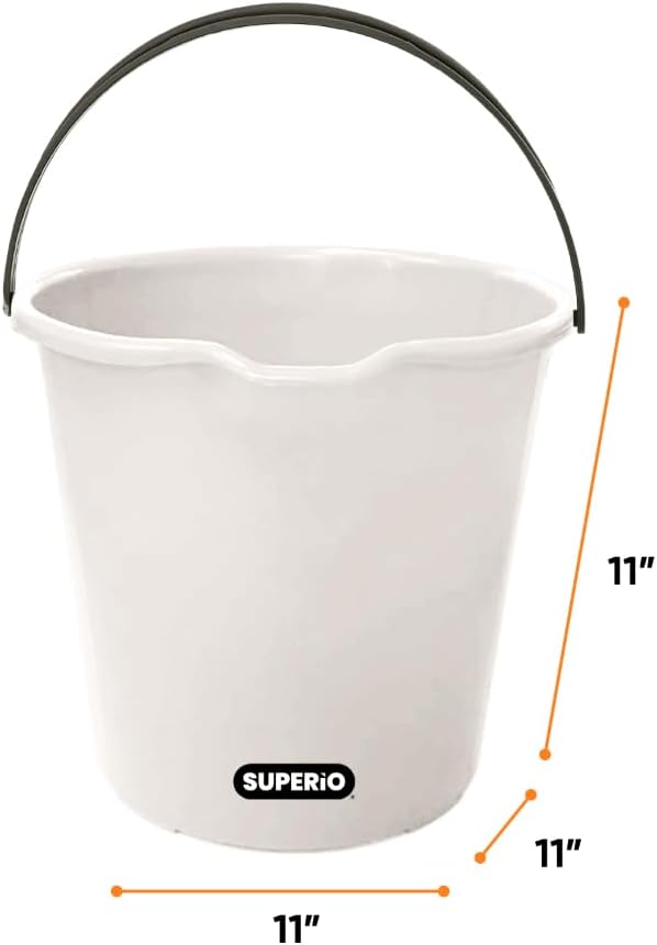 Superio Plastic Cleaning Bucket for Home, 2 Gallon Pail for Mopping with Large Spout - Bucket for Floor Mopping, Car Wash - Bowls for Camping, Fishing