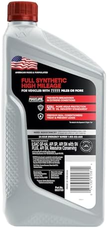 Valvoline Full Synthetic High Mileage with MaxLife Technology SAE 0W-20 Motor Oil 1 QT (Packaging May Vary)