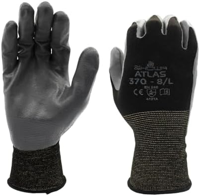 SHOWA Atlas 370B Professional Nitrile Work Gloves,for Landscaping, Gardening & Assembly, General Purpose Gloves