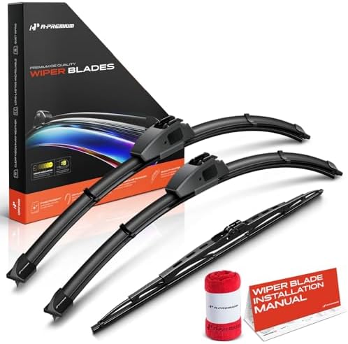 A-Premium 24"+20"+18" Windshield Wiper Blades with Wear Indicator & Towel