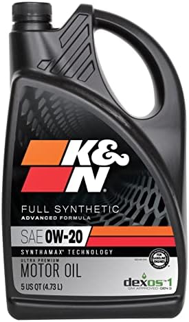 K&N Motor Oil: 0W-20 Synthetic Engine Oil: Premium Protection, High Mileage, 5 Quarts