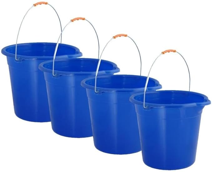 Superio Plastic 2 Gallon Bucket for Cleaning - Car Wash Bucket with Grip Handle - Royal Blue Small Durable Pail for Fishing, Mopping, Cleaning Camping - 10 Liter 4 Pack