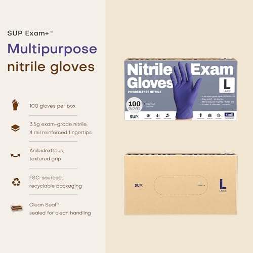 Supmedic SUP Exam Plus® Nitrile Gloves, Powder-Free Disposable Lab Violet