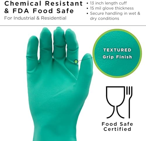 SHOWA 727 Chemical Resistant Gloves, 15-mil Nitrile, X-Large, 12-Pack