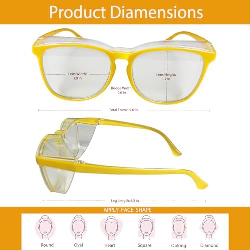 Feaglo Safety Glasses, Anti Fog Safety Goggles for Women Men, Blue Light Blocking Stylish Eye Protection Glasses Side Shield