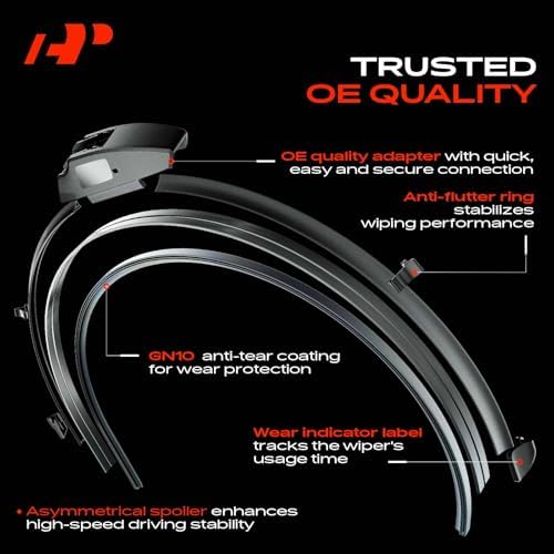 A-Premium 16" + 16" Windshield Wiper Blades with Wear Indicator & Towel