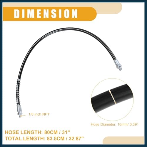 2 Pcs 31 Inch Universal 1/8" NPT Grease Gun Flex Hose - Trailer Flex Grease Hose Extension Non-Slip - Metal Black Automotive Parts
