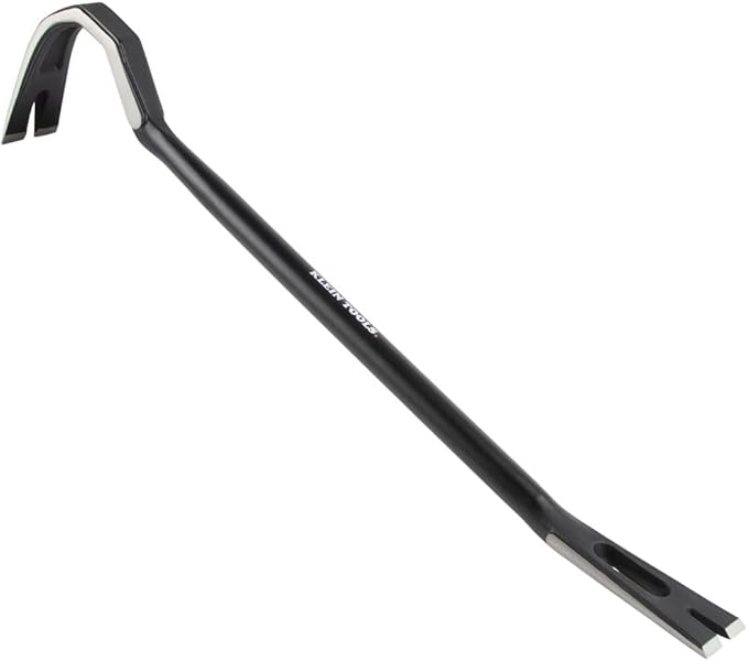 Klein Tools 66095 24-Inch Gooseneck Wrecking Bar and Nail Puller, Heavy Duty Forged Carbon Steel, Pry Bar for Demolition