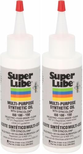 Super Lube Multi-Purpose Synthetic Oil w/Syncolon - Waterproof - NSF Rated - Industrial Grade - 3D Printer, Tool & Maintenance Use - Translucent White - Bottle - 4 oz (51004) (Pack of 2)