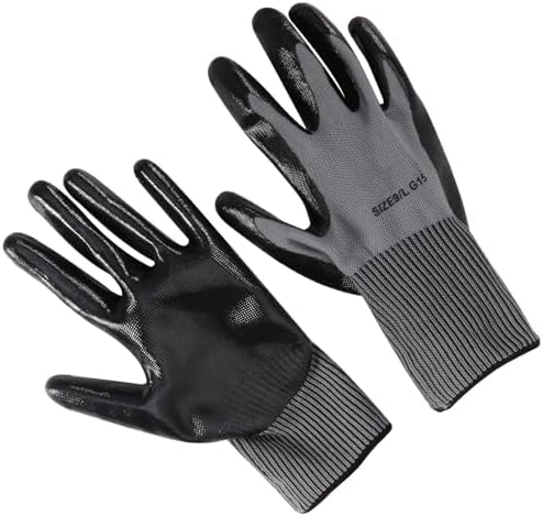 work gloves MicroFoam Nitrile Coated-12 Pairs Pack,Seamless Knit Nylon Glove with Black Micro-Foam Nitrile Grip,Ideal for General Work Gloves for Men & Women