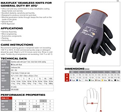 MaxiFlex 34-874 Seamless Knit Nylon Glove with Nitrile Coated Micro-Foam Grip on Palm and Fingers Gray/Black Dozen
