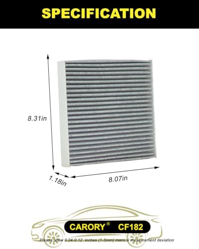 Cabin Air Filter w/Activated Carbon for Honda 2017–2025 CR-V, 2016–2025 Civic, 2009–2020 Fit, 2016–2025 HR-V, 2018–2025 Odyssey, 2010–2022 Insight, 2019–2025 RDX, 2022–2025 MDX, and More, CF182
