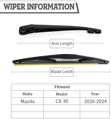Rear Windshield Wiper Arm & Blade for Mazda CX-30 CX30 2020-2024