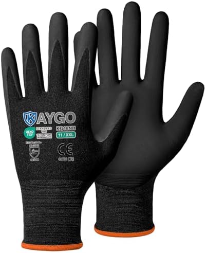 KAYGO Safety Work Gloves, MicroFoam Nitrile Coated, Men Women,KG18N