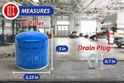 Set of 3 Genuine OEM Engine Oil Filter 26300-35505-ST and Drain Plug Gasket 21513-23001 fit for Hyundai, Kia
