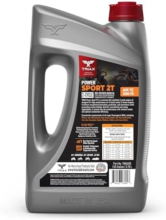TRIAX Power Sport 2T Full Synthetic, All Season, 2 Cycle Engine Oil | For Powersports Premix & Direct Injector Engines in ATVs, UTVs, Snowmobiles, Wave Runners, JetSkis & Dirt Bikes (4 Gallon Pack)