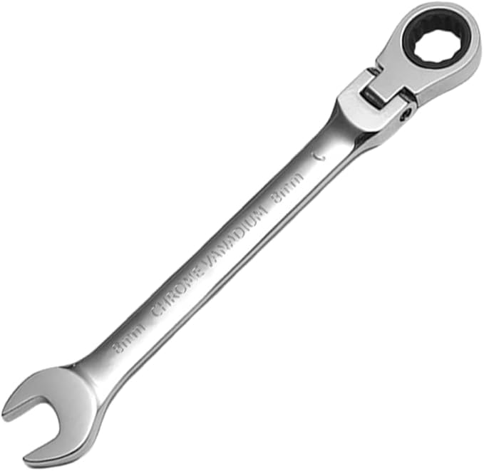 WISEUP Ratchet Wrench, CR-V Chrome-vanadium Steel 8mm Wrench, 180 ° Adjustable Combination Wrenches, Double-end Ratchet Wrench, Anti-slip Rust-proof, Labor-saving Tools