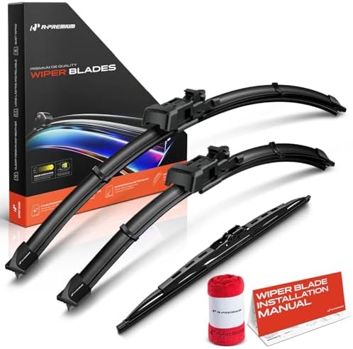 A-Premium 24"+17"+13" Windshield Wiper Blades with Wear Indicator & Towel