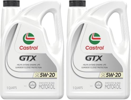 Castrol GTX Ultraclean 5W-20 Synthetic Blend Motor Oil, 5 Quarts (Pack of 2)