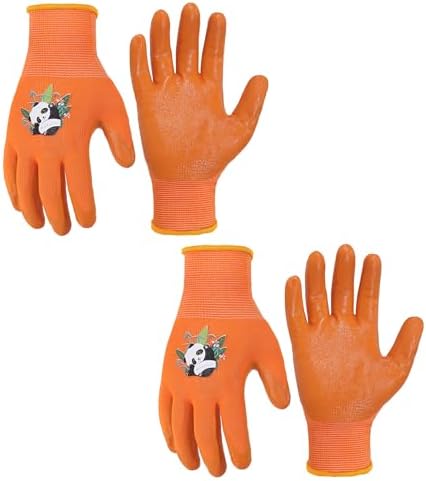 HANDLANDY 2 Pairs Kids Gardening Gloves, Grippy Kids Work Gloves, L