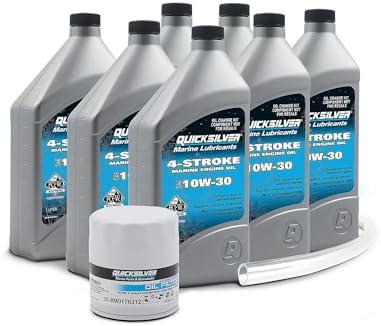 Quicksilver 4-Stroke Oil Change Kit – for Mercury Outboard Engines – 15, 20, 25, 30, 40, 50, 60, 75, 90, 115, 150, 175, 200, 225, 250, 300, 350, 400 HP