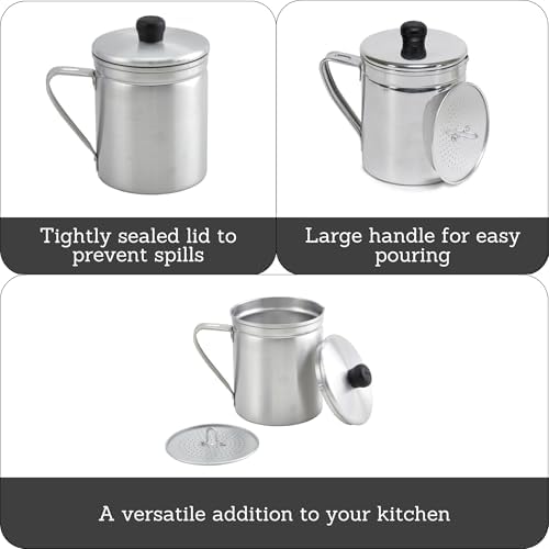 IMUSA USA 1.5 Quart Aluminum Grease Dispenser, Silver