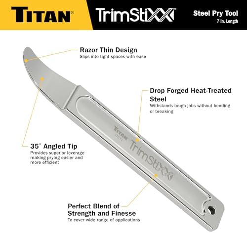Titan 11571 Trim Stixx 7-Inch Wedge Pry Bar Tool with Razor-thin Angled Pry End