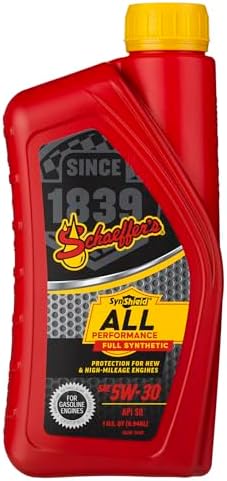 Schaeffer Manufacturing Co. 6530-012S SynShield All Performance Full Synthetic Gasoline Engine Oil 5W-30 For New and High Mileage Engines, 1-quart bottle