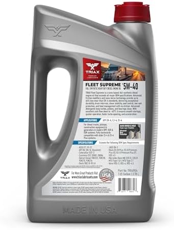 Triax Fleet Supreme ESP 5W-40 API CK-4 Full Synthetic Heavy Duty Diesel Engine Oil | Moly Boron Friction Modified | Extended Drain (1 Gallon)