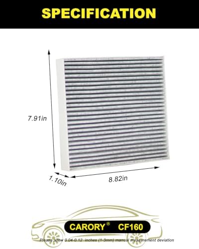 Cabin Air Filter w/Activated Carbon for Hyundai Kona 18–23, Tucson 16–21, Veloster 19–21, Veloster N 19–22, Venue 20–25, Kia Seltos 21–25, Soul 20–25, Soul EV 21–23, Sportage 17–22, and More, CF160