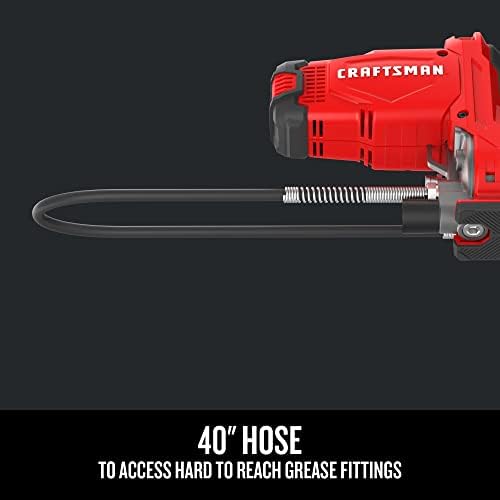 CRAFTSMAN V20 Grease Gun Kit, Electric Grease Gun Cordless, 40" Hose, 10,000 Max PSI, LED Light, Battery and Charger Included (CMCGG001D1)
