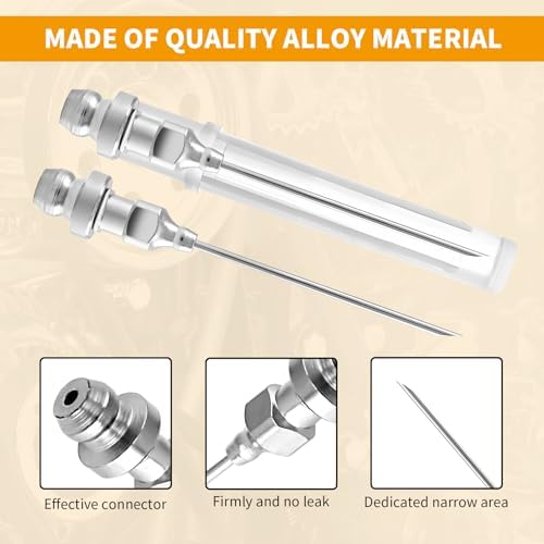 6PCS Grease Gun Tips, Contain 4PCS 1/8 Inch NPT Threads 18G Grease Gun Needle Tips and 2PCS Narrow Grease Needle Dispenser for Lubricating, Used in Narrow Space & Deep Hole Metal