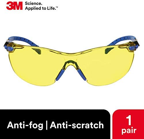 3M Safety Glasses, Solus 1000, Scotchgard Amber Lens, Blue/Black Frame