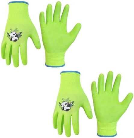 HANDLANDY 2 Pairs Kids Gardening Gloves, Grippy Kids Work Gloves, M
