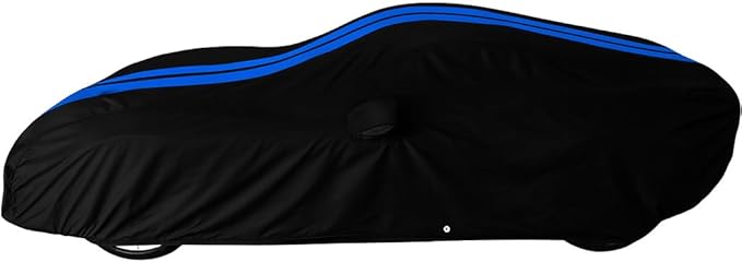 SR1 Performance USA C5 Corvette Car Cover Custom Fit Outdoor/Indoor UV Rain Protection - Ultraguard Plus 300 Denier High End for 1997-2004 C5 Coupe, Convertible, Z06 (Black with Blue Stripes)
