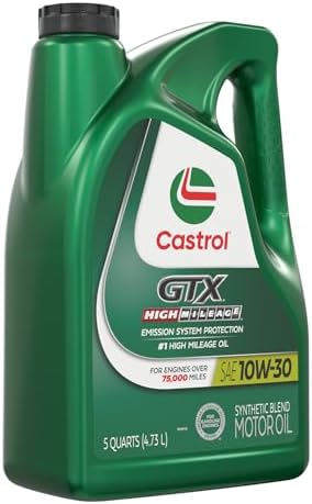 Castrol GTX High Mileage 10W-30 Synthetic Blend Motor Oil, 5 Quarts (Pack of 3)