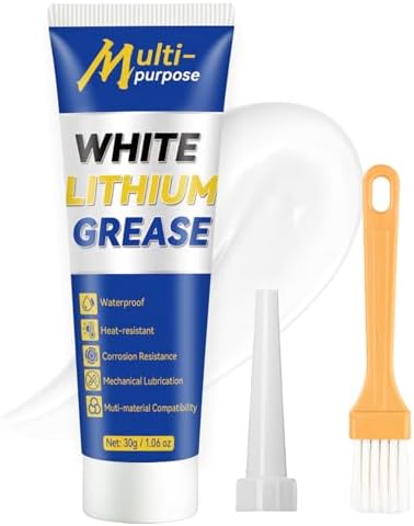 White Lithium Grease, Multi-Purpose Lubricant Lithium Grease Tube with Brush, Garage Door Lubricant for Hinges, Bearings, Gears,Track Rail, Ideal for Marine, Automotive, Industrial