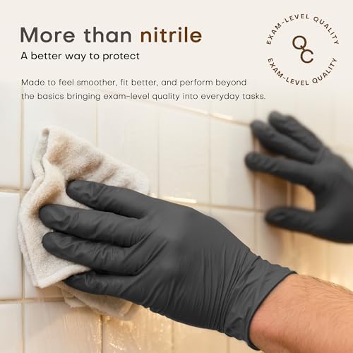 Nitrile+ SUP Exam Plus Gloves, Powder-Free Disposable, Black 100 Count