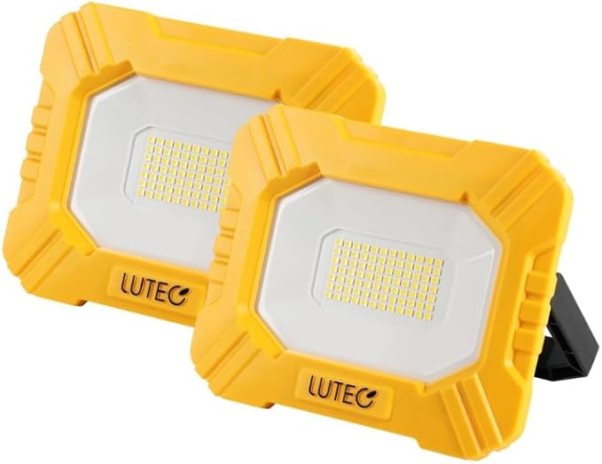 LUTEC 2 Pack 3500LM LED Work Light, Rechargeable Magnetic Work Lights with Stand, Portable 5000K Flood Light for Car Repair, Fishing, Camping, Emergency, Hiking, 3 Modes