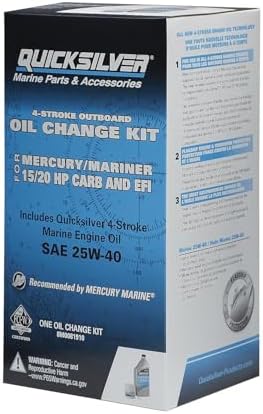 Quicksilver 4-Stroke Oil Change Kit – for Mercury Outboard Engines – 15, 20, 25, 30, 40, 50, 60, 75, 90, 115, 150, 175, 200, 225, 250, 300, 350, 400 HP
