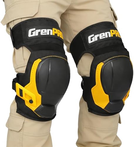 GRENPRO Heavy Duty Knee Pads for Men, Gel Foam, TPR Shell, Construction