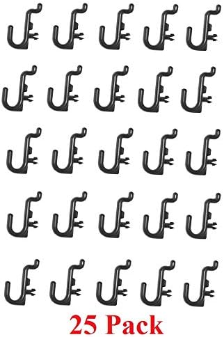 JSP Manufacturing Peg Board Plastic J Hook Style Hooks | Garage Tool Storage Craft Hooks Pegboard Asscessories (25, Black)
