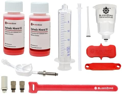 BleedZone Brake Bleed Kit with Mineral Oil for Shimano and Tektro Hydraulic Brakes – Bicycle Maintenance Set for MTB, Road Bikes and Hydraulic Systems