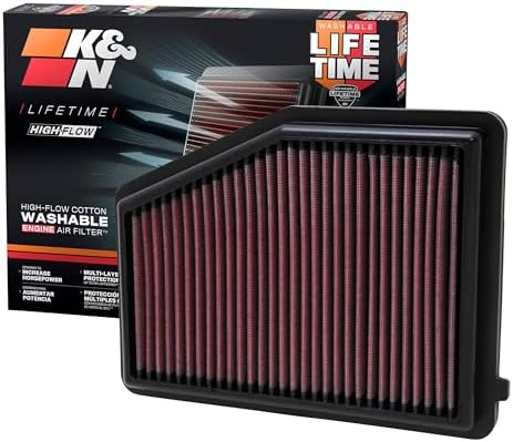 K&N High-Flow Original Lifetime Engine Air Filter: Increase Power: Premium, Washable: Compatible with 2012-2015 Acura/Honda: ILX, Civic, 33-2468