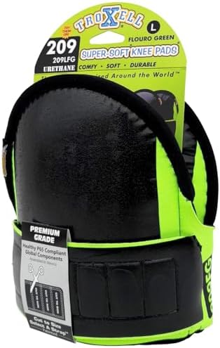 TROXELL USA Super-Soft Large Fluorescent Green Knee Pads - Comfortable, Adjustable, Washable Kneepads