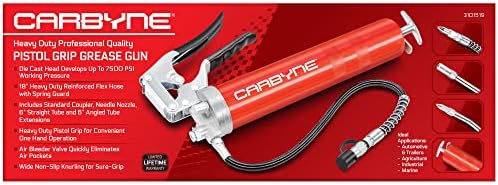 Carbyne Grease Gun, Pistol Grip, 7500 PSI, Heavy-Duty Steel Barrel