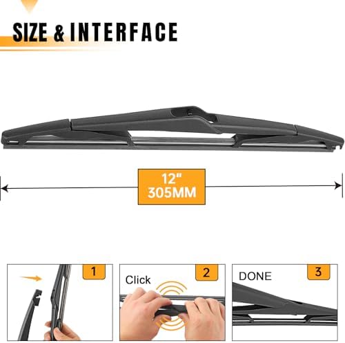 AUTOBOO 12" Rear Wiper Blade Replacement for Ford Focus Fiesta